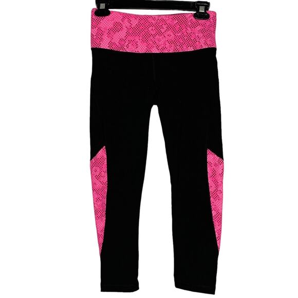 VSX Sport Leggings Black Hot Pink Mesh Hidden Pocket on Waistband Size XS - Picture 1 of 10